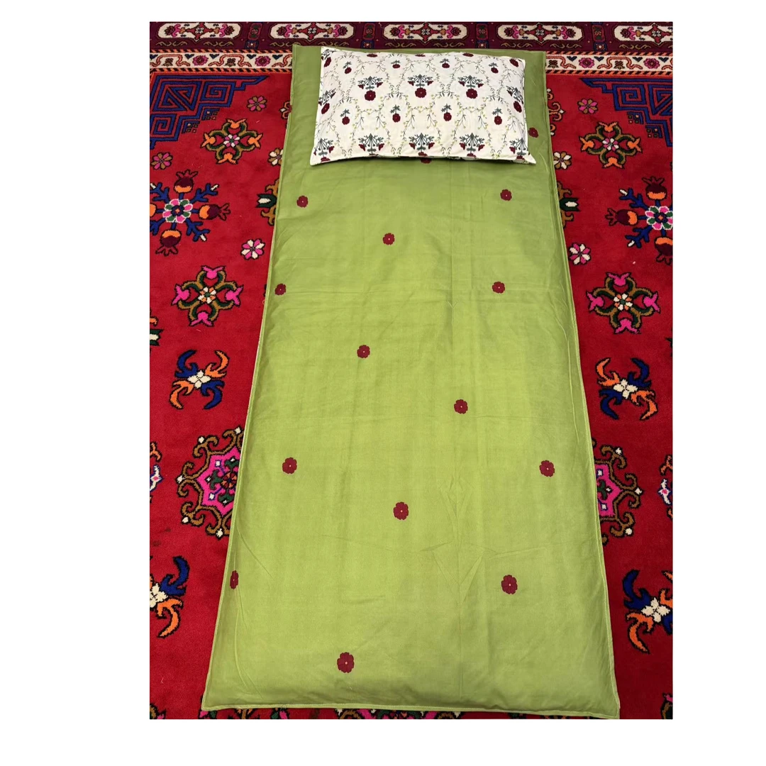 【新疆包邮】新款【草原小红花】三件套绿色多功能纯手工双层棉花