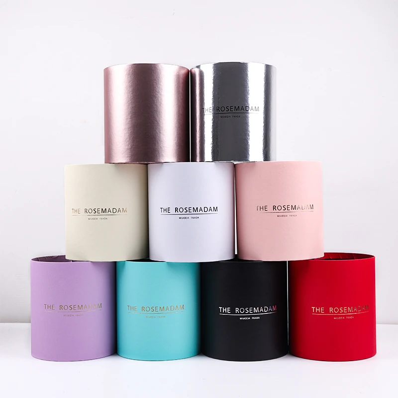 套四鲜花抱抱桶花束包装盒创意diy插花盒镜面圆形花艺礼盒资材