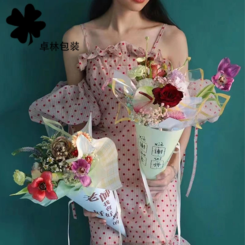 感恩教师节新款冰淇淋插花筒手工diy鲜花手提小花筒花店用品材料