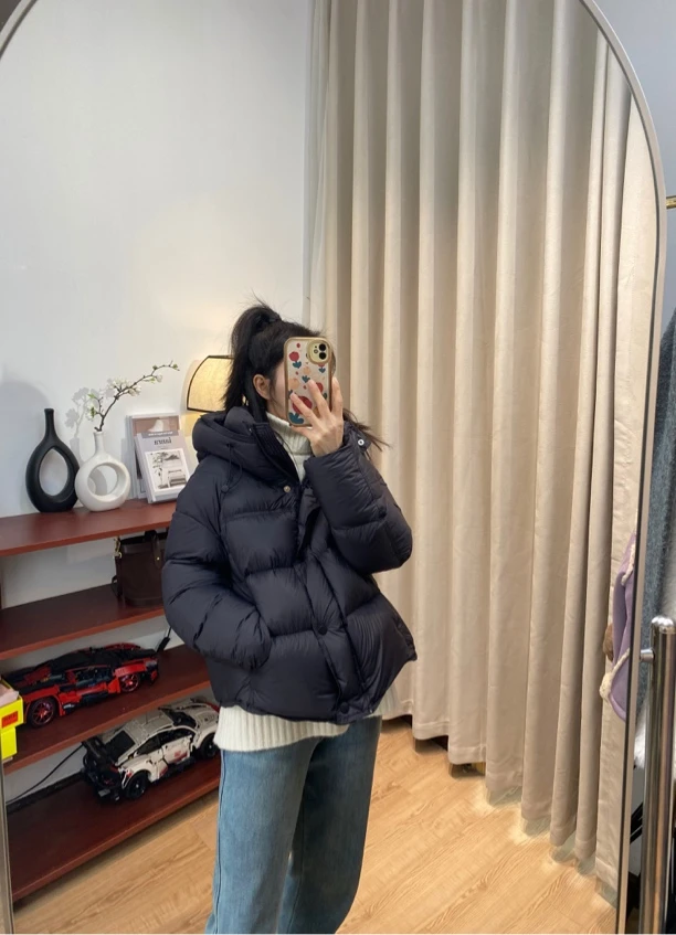 【慧慧精选】冬季新品 ～泡芙～戴帽短款新国标90白鸭绒羽绒服外套