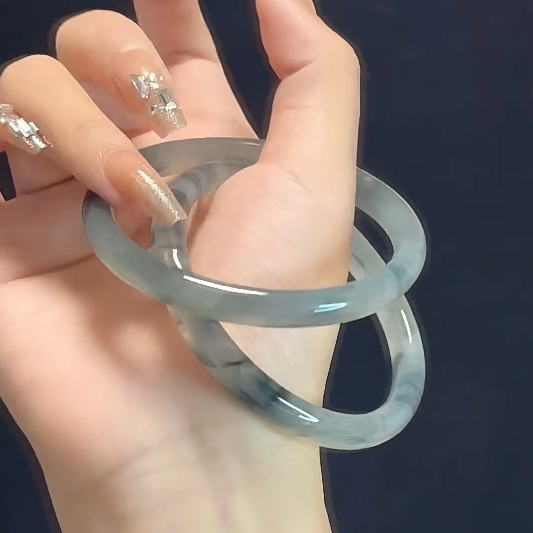 非金属玻璃手镯 美人镯随机颜色一个