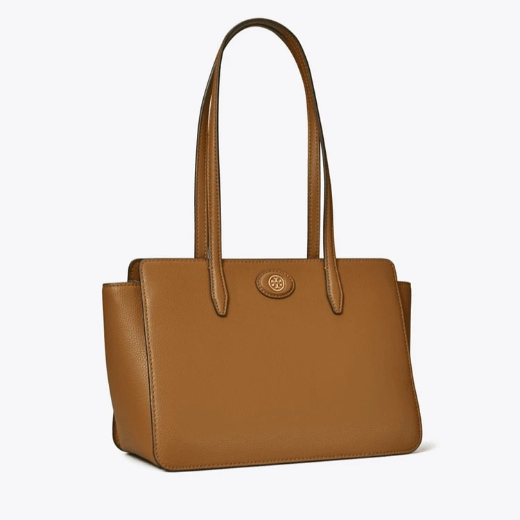 全新未使用 TORY BURCH/汤丽柏琦 专柜ROBINSON棕金托特包143241