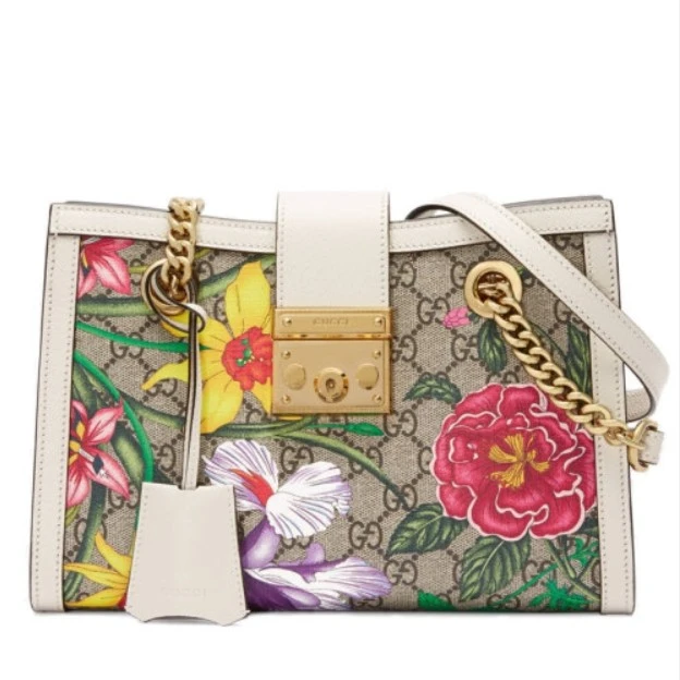 全新未使用 GUCCI/古驰 小号单肩链条斜跨包 花卉款 微瑕