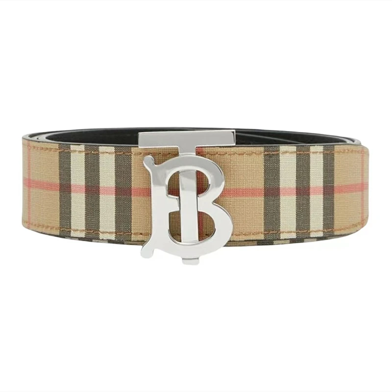 全新未使用 BURBERRY/博柏利 双面格纹腰带 男款 棕色 宽3.5cm