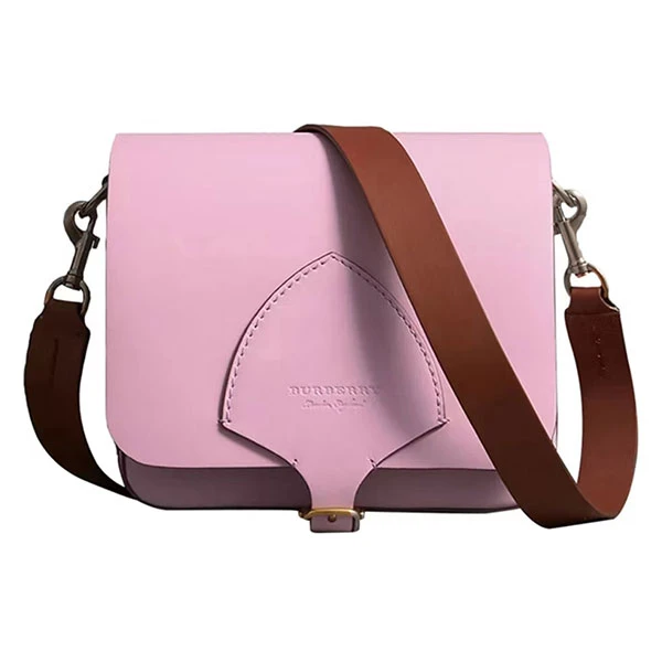 全新未使用 BURBERRY/博柏利 小牛皮粉色单肩包斜挎包