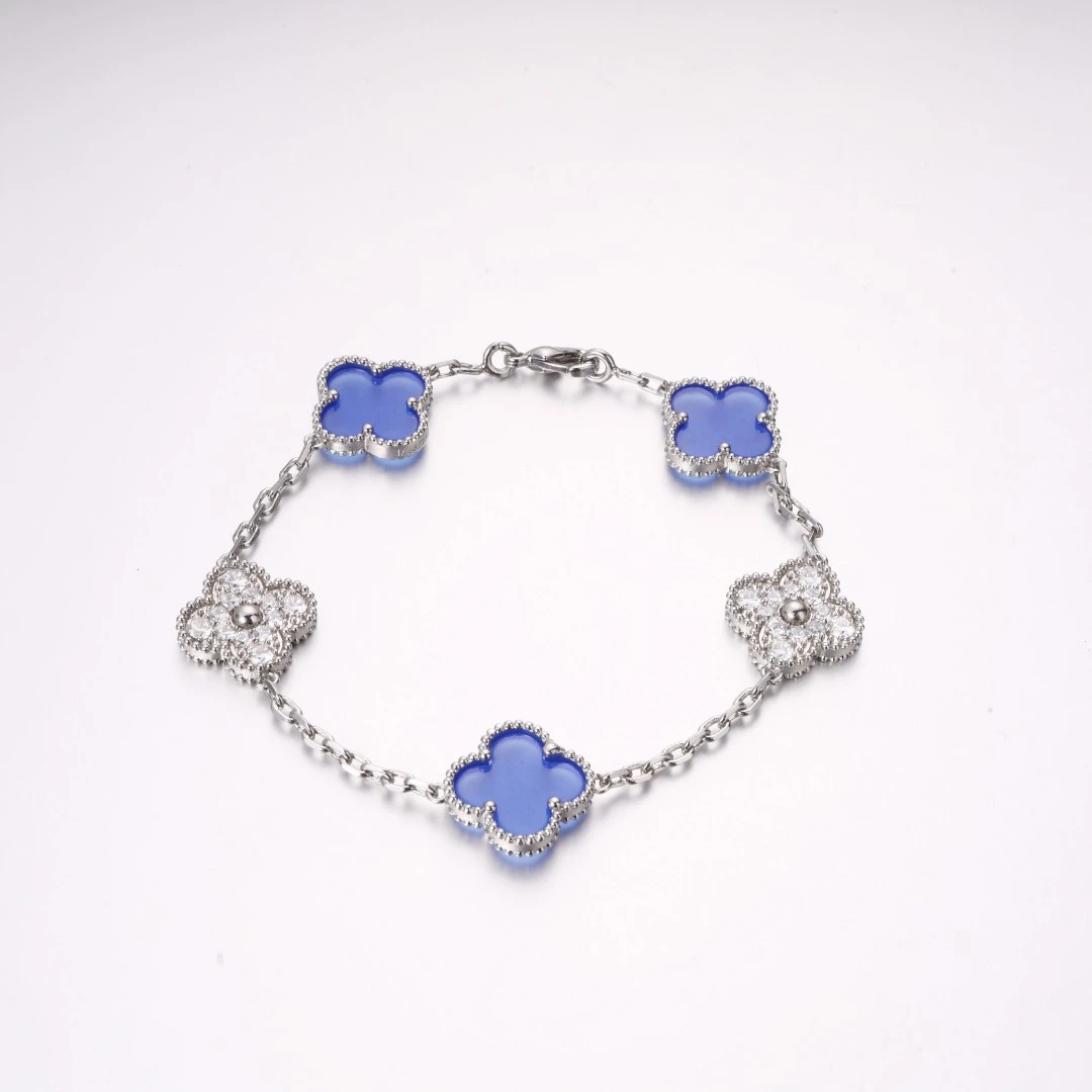 铜合金合成锆石手链 蓝色四叶草百搭手链（20cm）BV35XQEC-26688