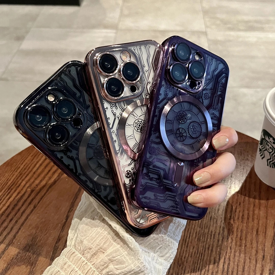 磁吸3D线路板苹果15手机壳14/13/12自带镜头膜iPhone11防摔手机壳