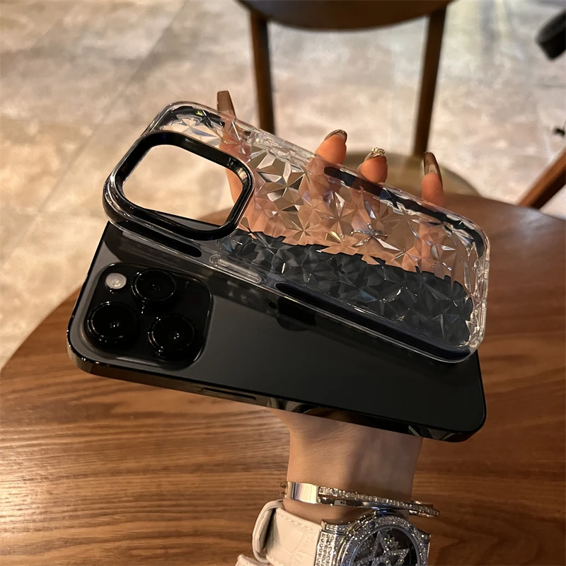 透明钻石纹适用苹果16手机壳新款iphone17promax高级感15防摔男女