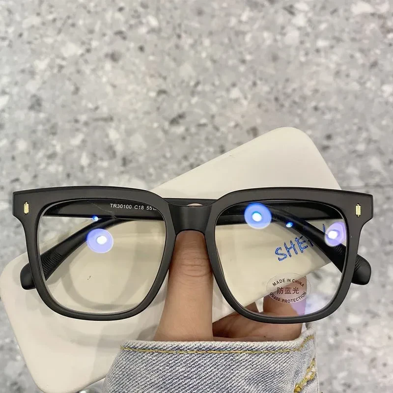 【店铺热销】复古磨砂框素颜神器黑框圆脸显瘦眼镜防蓝光平光镜男女