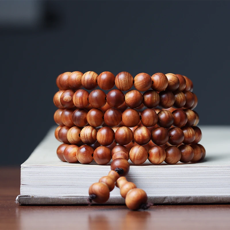 原产地太行手工工艺崖柏手串正圆，0.8*108，黑油透光玉化料