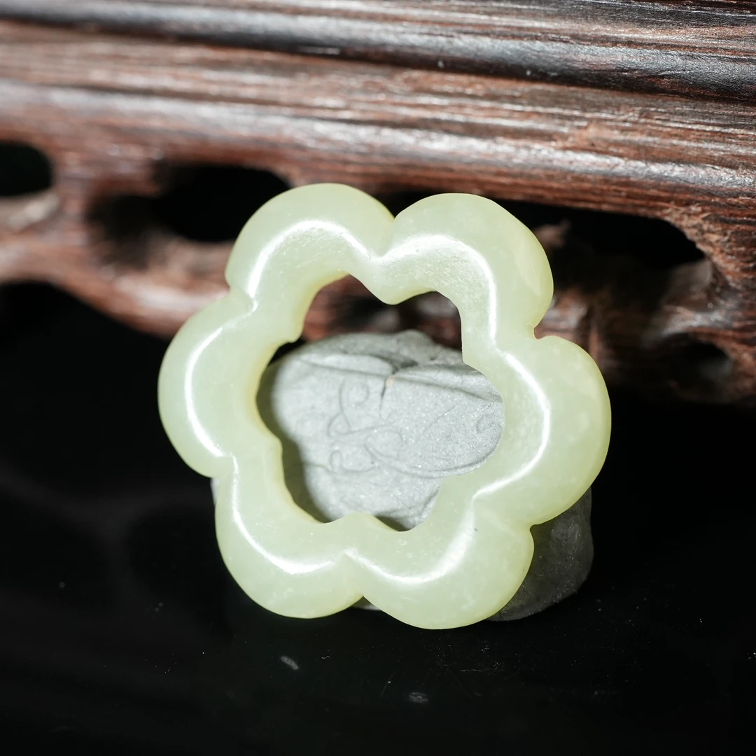 清代和田黄玉海棠型玉巾环【华豫之门】AAJD241105001