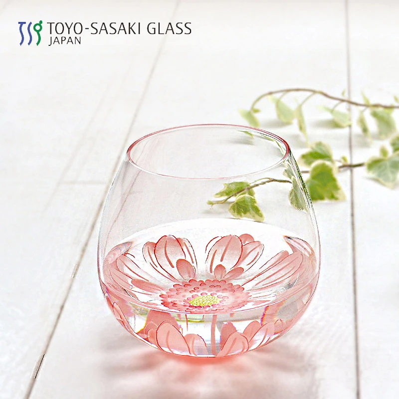 东洋佐佐木原装进口无铅创意不倒翁杯禅意睡莲礼盒装玻璃杯家用
