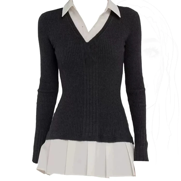 【大促秒杀款】GABBY假两件针织衫D201