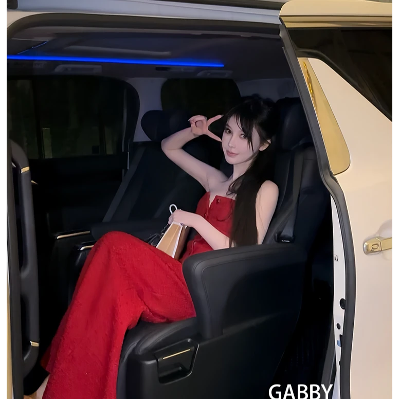 【大促秒杀款】GABBY红色小香编织套装抹胸两件套连衣裙D99