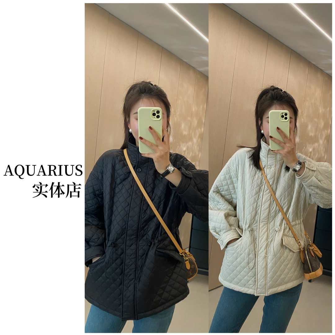 【AQUARIUS 】（奶酪可可）立领小版轻薄菱格棉服外套5232