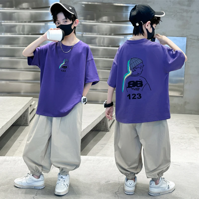 男童夏装套装2024新款中大童男孩夏季短袖儿童夏款时髦炸街两件套