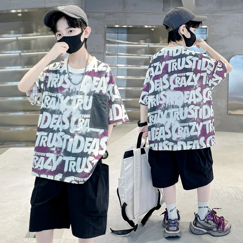男童夏装套装2024新款大童男孩夏季运动短袖儿童衣服夏款帅洋气潮