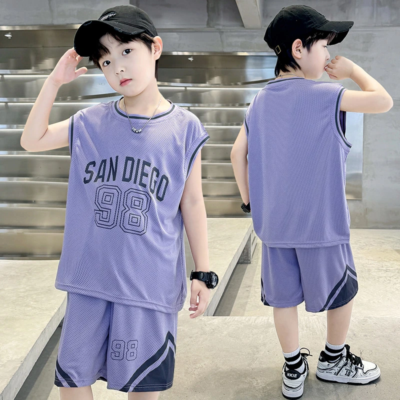 男童夏装速干运动篮球服背心套装2024新款儿童男孩夏季炸街衣服潮