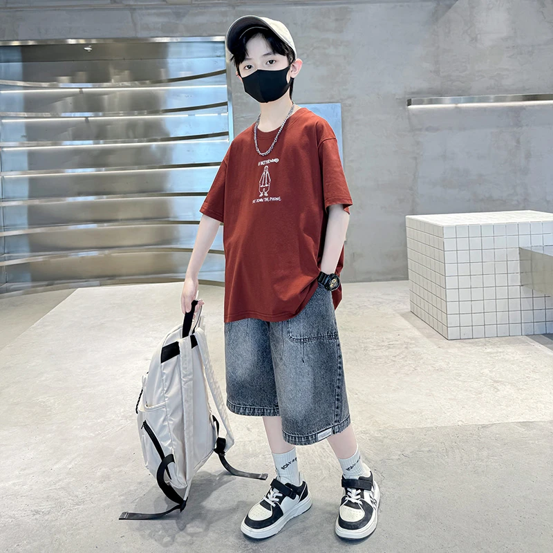 男童夏装短袖套装2025新款儿童夏季半袖大童男孩夏款帅气两件套潮