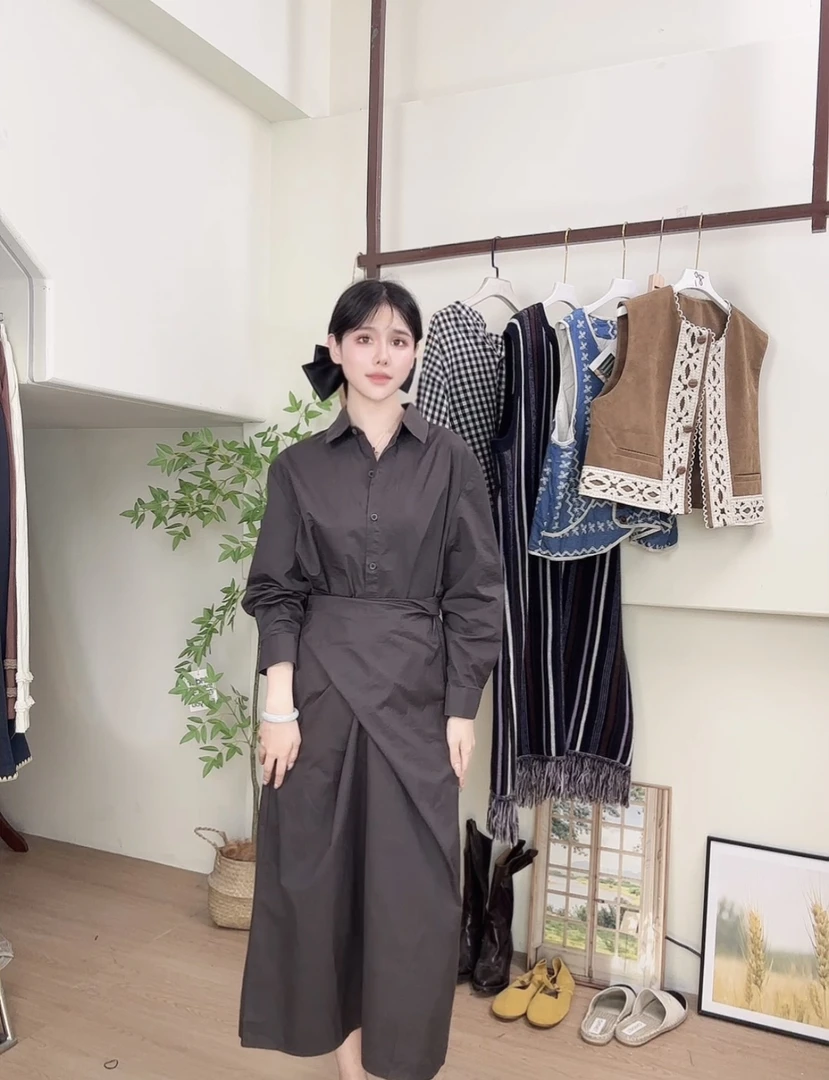 春日气息~文艺风气质知性设计感百搭连衣裙