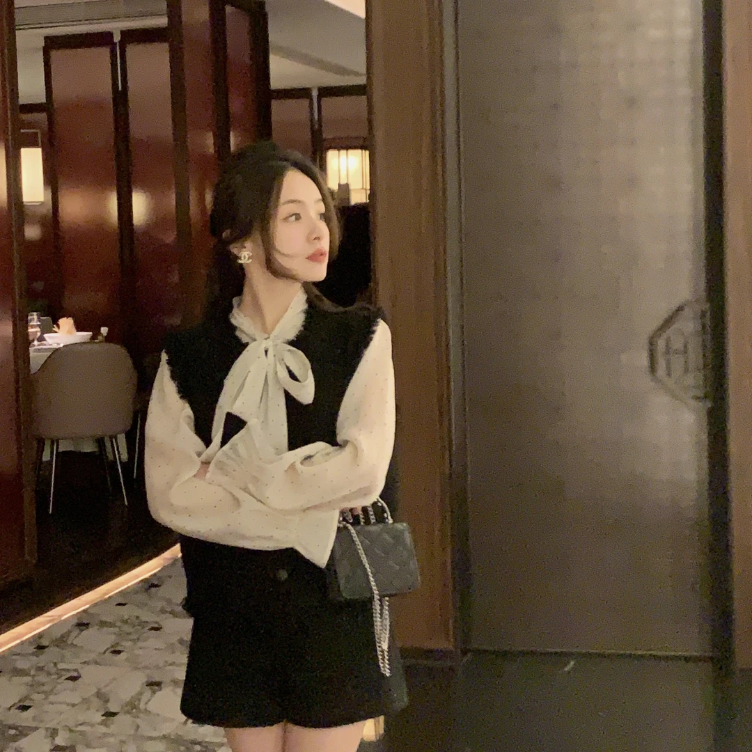 金蘑菇菇 "法香告白"/5个版本！法国银丝小香天丝衬衫套装