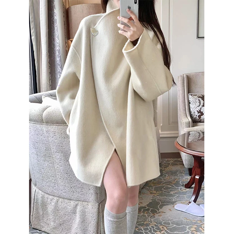 金蘑菇菇 "冬日恋歌"/澳毛骆驼绒自研设计款双面呢大衣