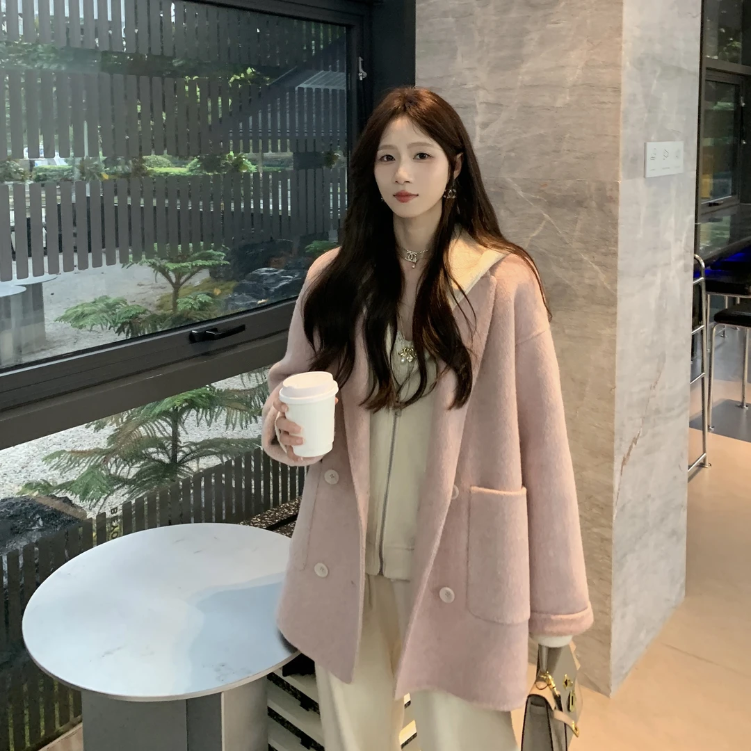 金蘑菇菇【冬日甜梦】设计师高定婴驼双面呢外套宽松显瘦羊驼大衣