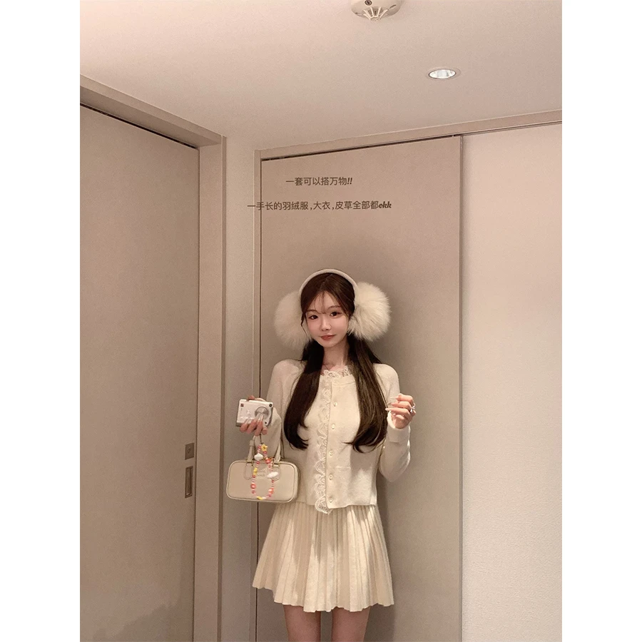 金蘑菇菇 伯爵茶蕾丝毛衣套组 / 招牌100wool少女系内搭针织系列