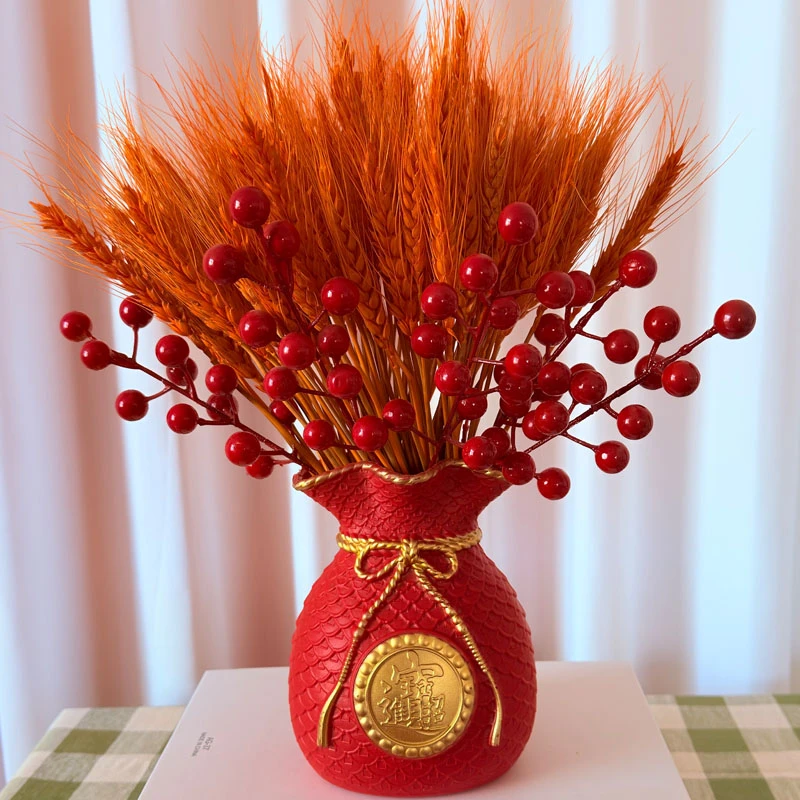 乔迁天然黄金麦穗仿真花大麦摆件客厅干花花束插花瓶福桶摆件大号