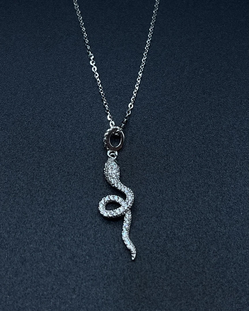 坠链均925银合成锆石 925纯银轻奢灵蛇项链小众气质