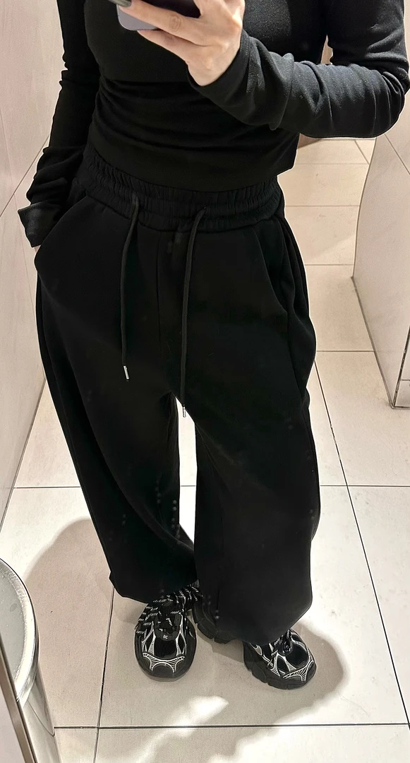 福秒NO退NO换 加绒加厚 DAMAY原创休闲百搭抽绳设计师纯色裤