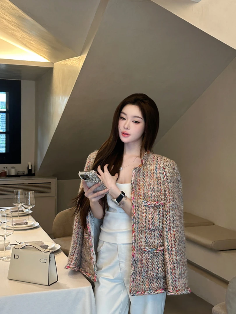 【恋爱循环】2024新款小香风外套上衣高级感品质桑蚕丝绵羊毛