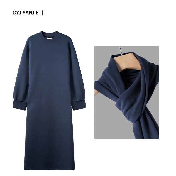 【艳姐优选】秋冬新款时尚雅丹休闲百搭连衣裙22980