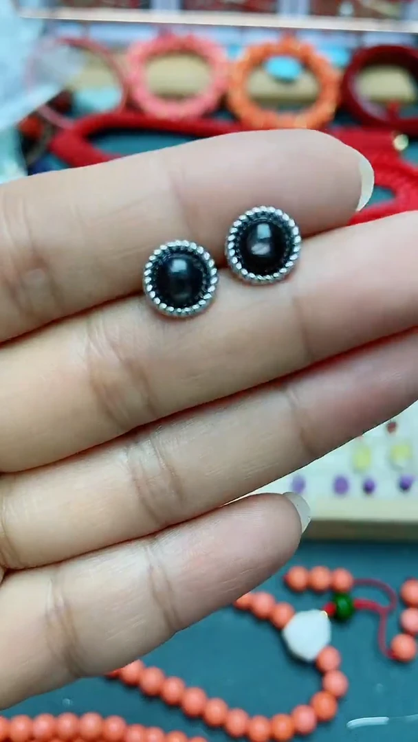 【闪购商品】玛瑙/玉髓耳钉合金L09