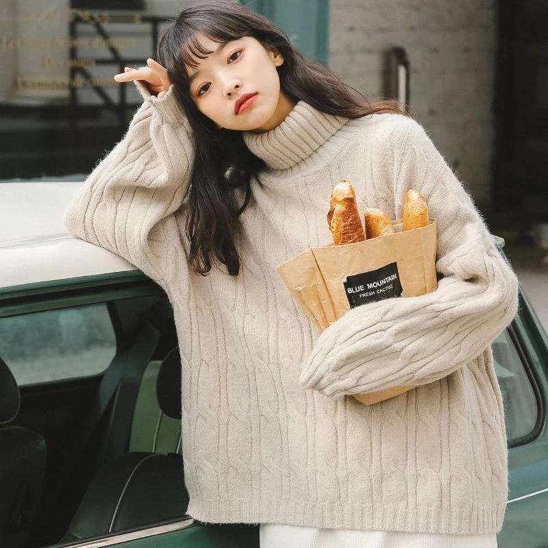 毛衣时尚半高领宽松慵懒风加厚高领女内搭2022新款秋冬冬季中长款
