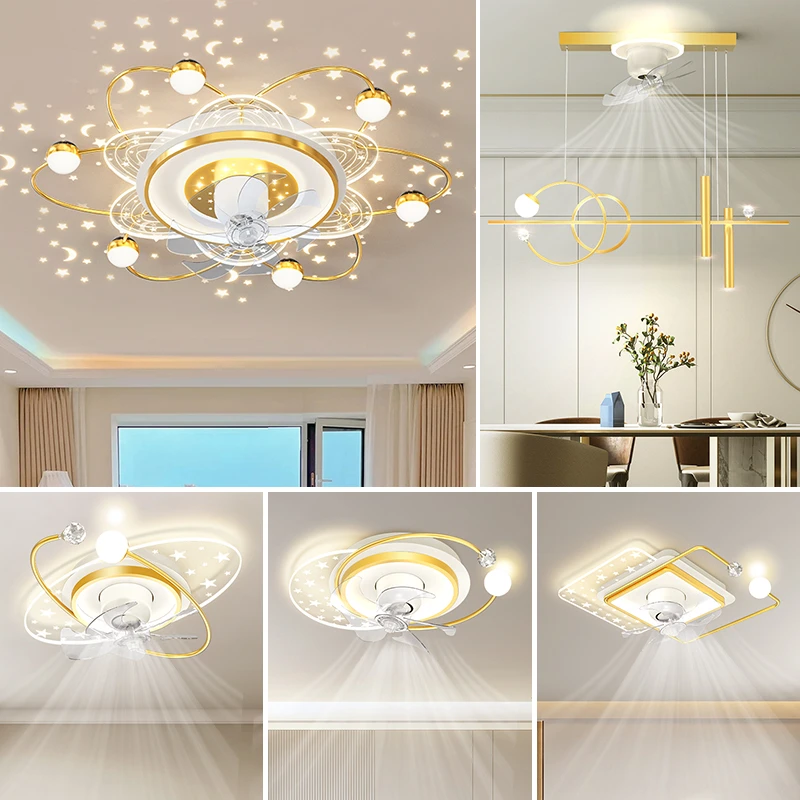 【静音风扇】简约星空投影网红吸顶灯大厅现代全屋风扇灯卧室吸顶灯