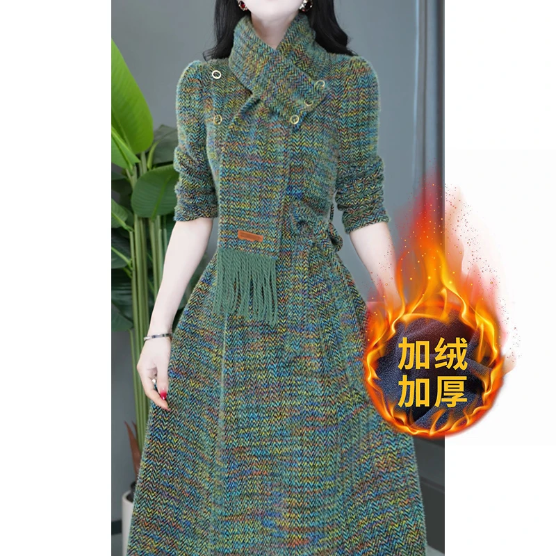 初冬高级感气质减龄长袖连衣裙