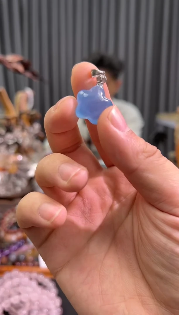 【闪购商品】海蓝宝石吊坠(不含链)银S925镶嵌海蓝星星