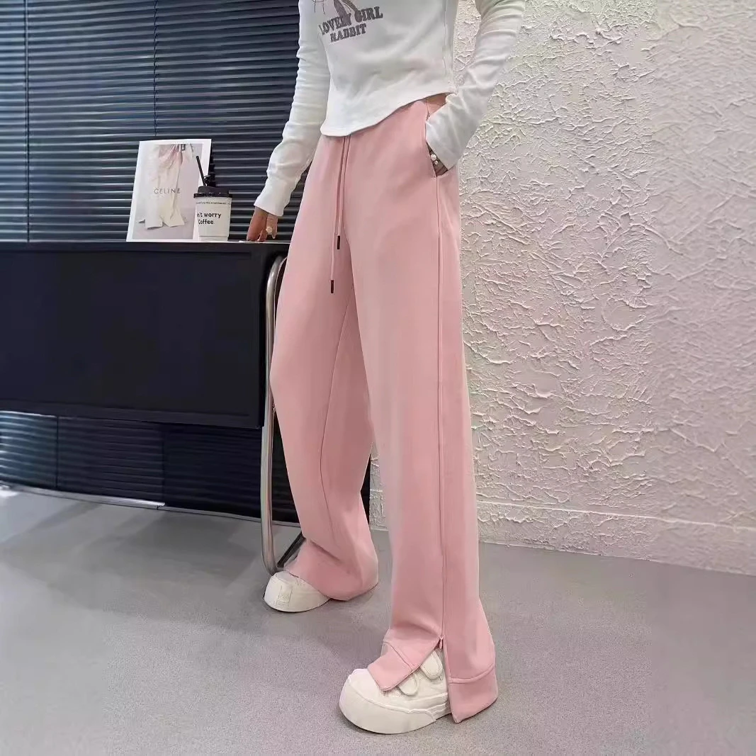 蜜柚家 超显瘦休闲窄版显瘦开叉卫裤弯刀阔腿裤