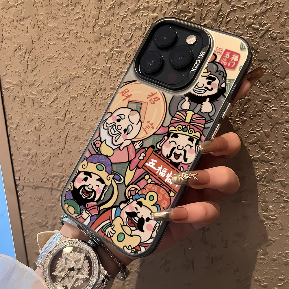 五福临门•适用苹果16promax手机壳iPhone15pro高级感14财神爷防摔