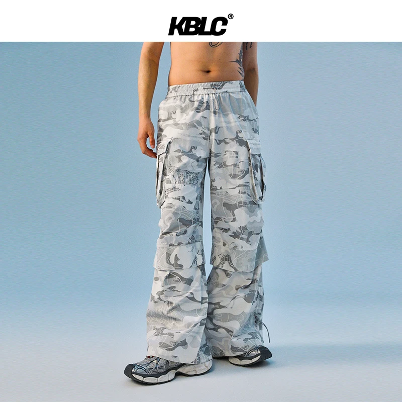 KBLC24秋冬美式阔腿宽松多口袋抽绳工装休闲裤子