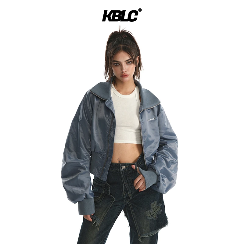 KBLC春秋尼龙光泽感夹克翻领短款飞行夹克高街原创设计师款冲锋衣