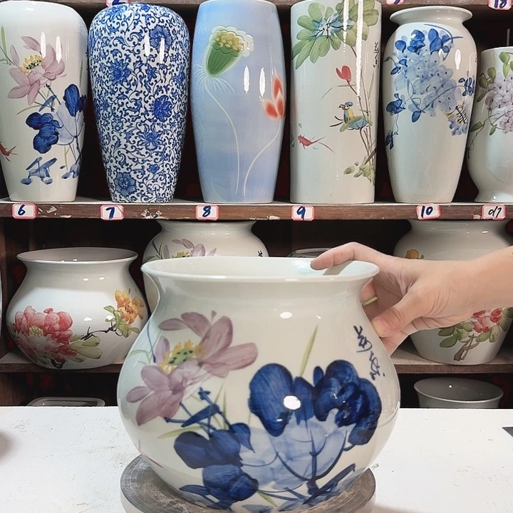 瓶钱袋子青花荷花款陶瓷陶瓷