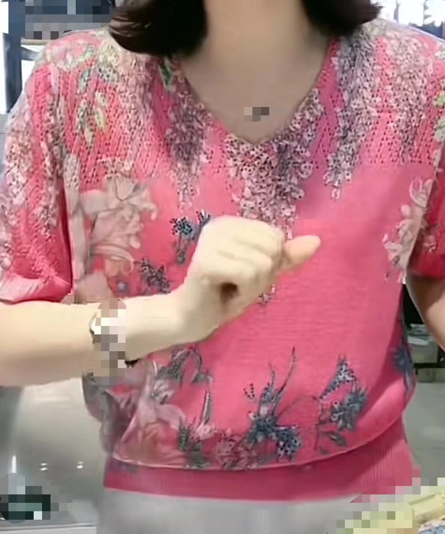 410CL04854女神气质显瘦袖衫休闲减龄衫网红轻奢时尚百搭洋气高腰