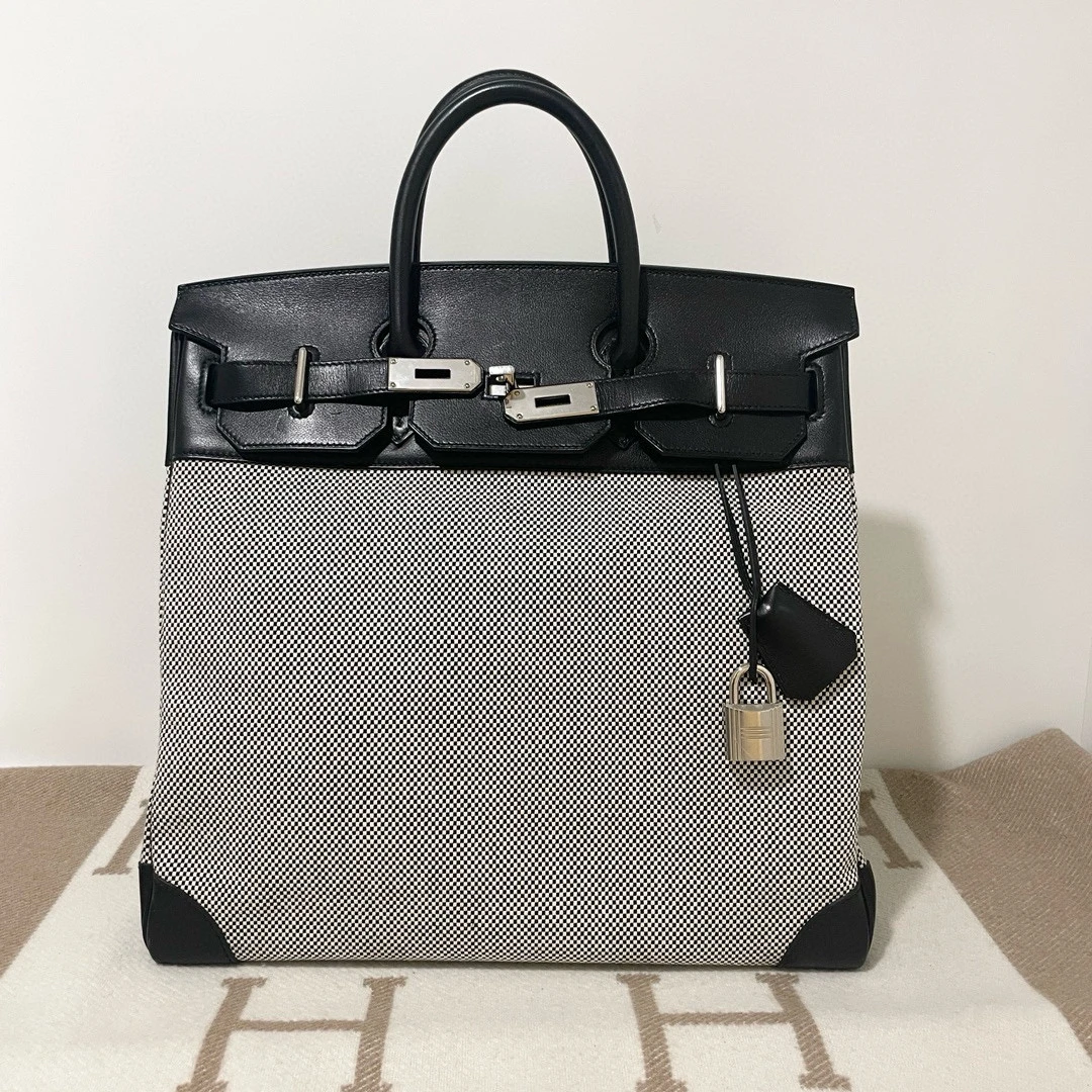 全新未使用 Hermes/爱马仕 hac 40 U 帆布s皮 黑色8u8hs