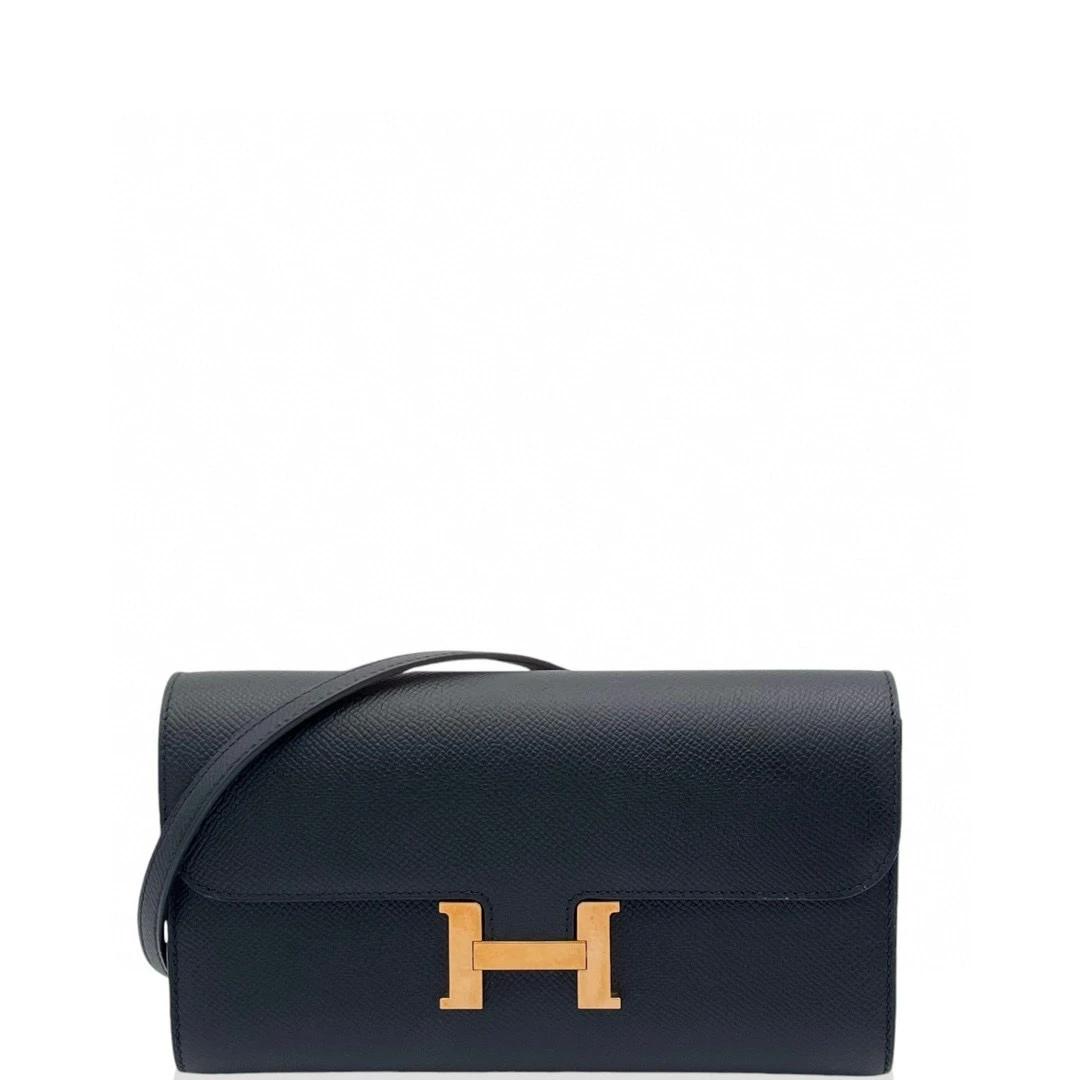 全新未使用 Hermes/爱马仕 康康  黑色  金扣0912a5