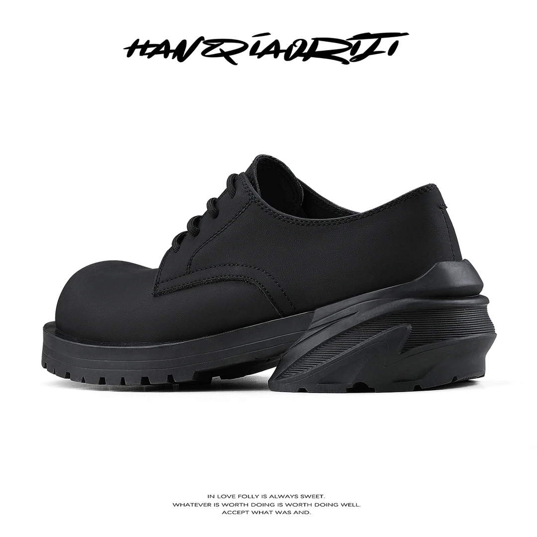 韩桥日记【清仓】[黑血系列]原创设计厚底德比通勤哑光圆头休闲皮鞋