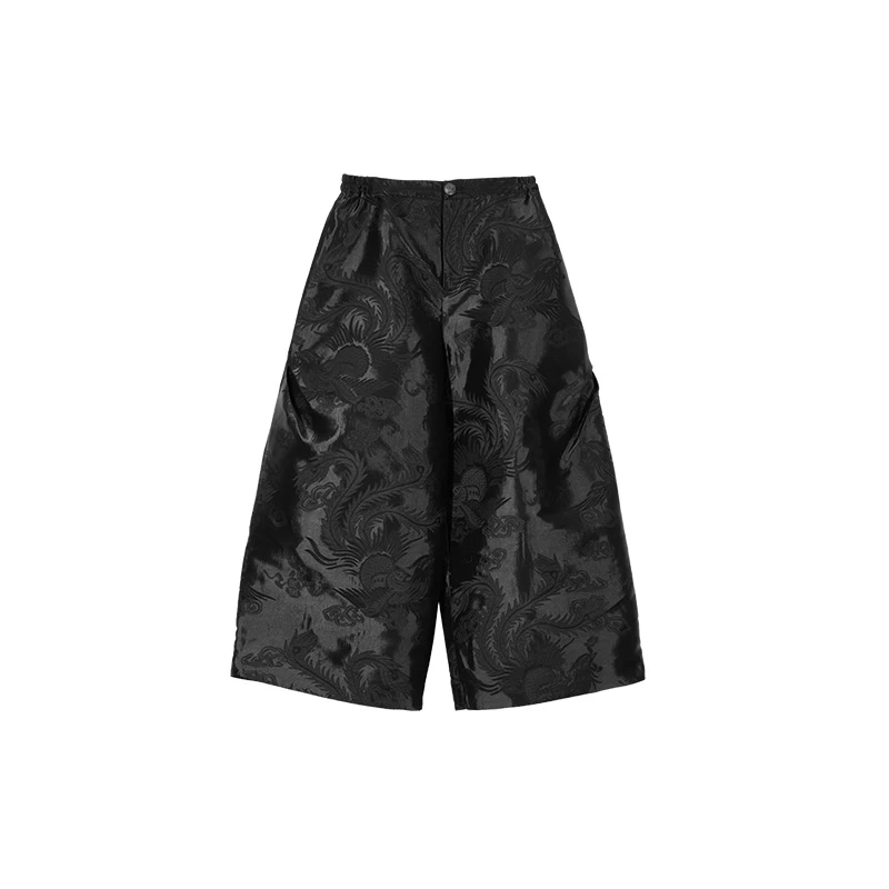 轮廓凤舞九天刺绣提花休闲裤民族风宽松显瘦秋冬阔腿裤子L233K005