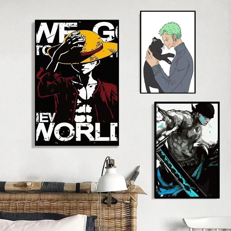 二次元海贼王卡通动漫周边挂画床头背景墙装饰画卧室儿童房壁画