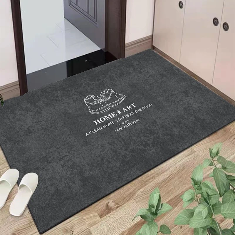 现代入户门地垫家用灰色简约耐脏脚垫客厅玄关通用防滑地毯可裁剪